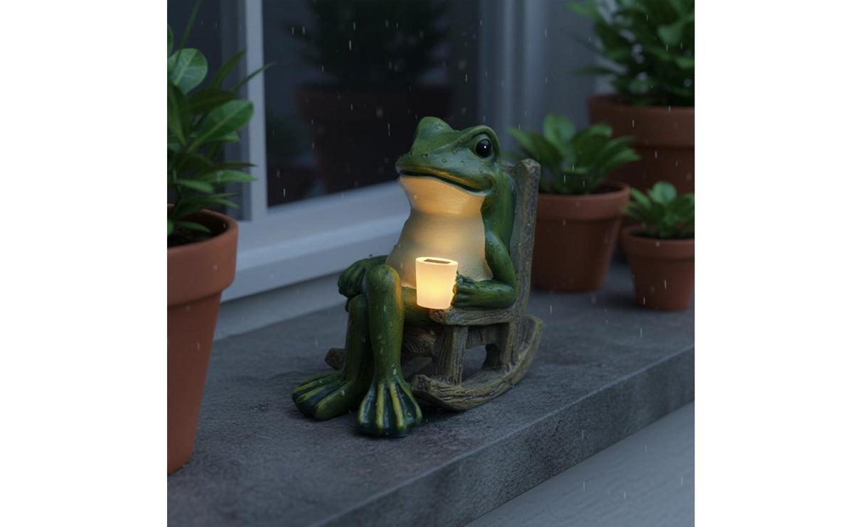 Solar Frog Light Waterproof LED Frog Garden Statue Automatic activation/Off Outdoor Decoration for Patio, Balcony, Windowsill