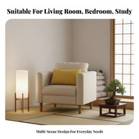 Wood Frame Accent Chair Japanese aesthetic Upholstered Side Chair Thick Foam pad Easy Assembly for Book Lovers, Living Room