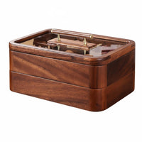 Chinese Design Walnut Wood Candy Dish Great Gift Idea Divided Nut Storage Box Prevents Flavor Mixing for Living Room, Parties