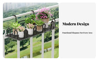 Railing Planter Rack Weather-Resistant Railing Planter Basket Rustproof for Deck