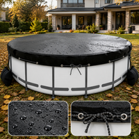 Sturdy Duty Pool Cover, Round Hot Tub Cover 20cm High, Black Oxford Cloth Waterproof Dustproof Winter Pool Cover