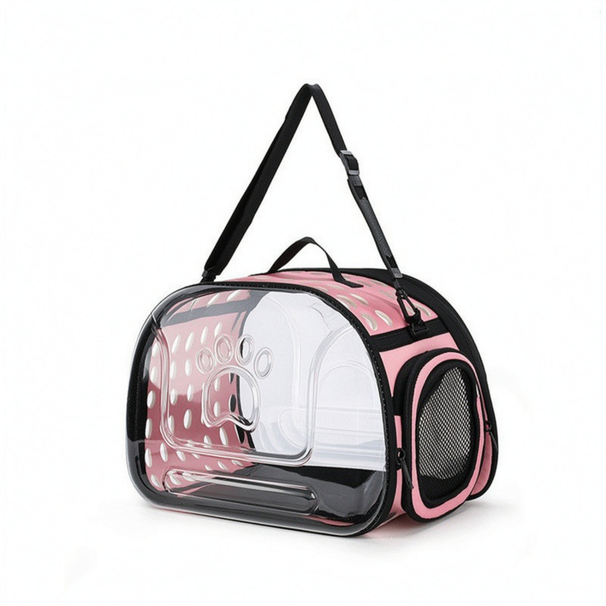 Collapsible Foldable Pet Carrier with Transparent Shell Space-Saving Pet Carrier Bag with Shoulder Strap Soft-Sided Comfortable for Travel, Vet Visits