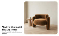 Nordic Design Single Sofa Chair Comfortable Lazy Sofa Chair Soft Upholstery Modern Rounded Armchair Long-Lasting Wood Frame for Interior Decorators, Apartment Dwellers, Living Room, Bedroom, Reception Area, Beauty Salon