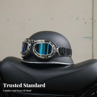 Large Head Impact Resistant German Design Half Helmet High-Strength Shell Guard Headwear for Men, Cruising, Street Riding