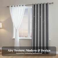 Doubletier Celestial Cutout Curtain Princess & Design Tiered Celestial Cutout Curtain Celestialry Night Effect Window Covering for Infants, Bedroom