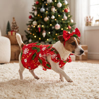 Pet Christmas Snowflake Dress with Headwear for Cats and Small Dogs