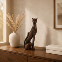 Wood Grain Dog Figurine Small Size Hand-Painted Resin Figurine for Entryway