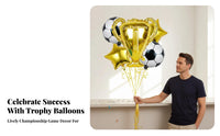 5 Pieces Large Size Champion Award Foil Balloon Reusable Soccer Ball Foil Balloon Self-Sealing for Children, Parents