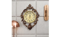 Bronze Toned French Style Wall Timepiece Scrollwork Ornate Wall Timepiece Floral Home Decor foliageLike Detailing