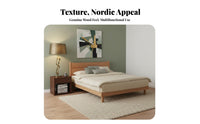 Floating Wooden Bedstead Nordic design Bed Frame Minimalist Aesthetic Bedroom Furniture for Apartment Dwellers, Adults, Small Living Spaces, Guest Room