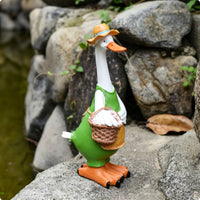 Resin Duck Figurine Easy to Place Long-Neck Duck Figurine Weather-Resistant