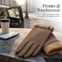 Men's Double-Layer Thickened Wool Lined Touchscreen Gloves for Winter Outdoor Business Driving