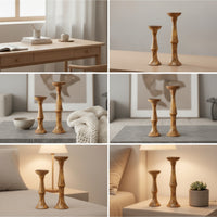 2 Pieces Marbled Candlestick Holders Tapered Candle Holders with Pedestal Sculptural Candlesticks Glossy for Study, Bedroom, Bookshelf, Bedside Table