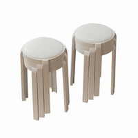 Sturdy Stackable padded seated Round Seat Space-Saving Round Padded Folding Stool Foldable Design Backless Chair Portable for Apartment Dwellers, residents, Living Room, Parties, Kitchen, Bedroom