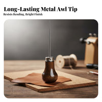 Gourd Shape Awl Point Wooden Handle Awl Sturdy Alloy Point Shoe Repair Tool for Cobblers, DIY Enthusiasts, Sewing Projects, Workshop, Quilting
