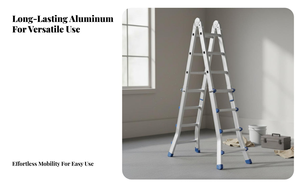 Versatile Folding Ladder Foldable Telescopic Aluminum Ladder Design Climbing Equipment for Contractors, Workers, Home, Garage, Outdoor