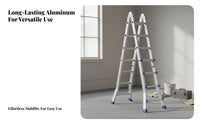 Versatile Folding Ladder Foldable Telescopic Aluminum Ladder Design Climbing Equipment for Contractors, Workers, Home, Garage, Outdoor