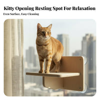 Drilltool-Less Installation Suction Cup Feline Platform No Tools Required Pet Furniture Elevated Lookout Window Seat Space-Saving for Apartment Dwellers, on Glass Panes, Glass Door, Indoors, Living Room