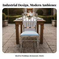 Indoor/Outdoor Use Metal Napoleon Chair Commercial Grade Chiavari Wedding Chair Elegant Design Banquet Seat Stackable for Venue Owners, Hotel Managers, Weddings, Banquets, Receptions, Restaurants