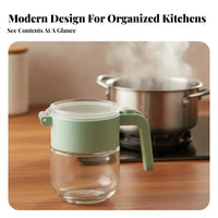 Humidity-Resistant-Resistant Table Seasoning Cellar Food-Grade Material Seasoning Jar with Combined Spoon Lid Single-Hand Glass Condiment Container