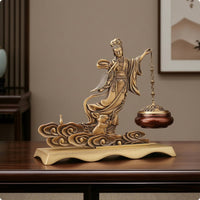 Hanging Incense Burner Brass-Colored Incense Burner with Standing Figure Ornament Zen Tabletop Accent Heat-Resistant