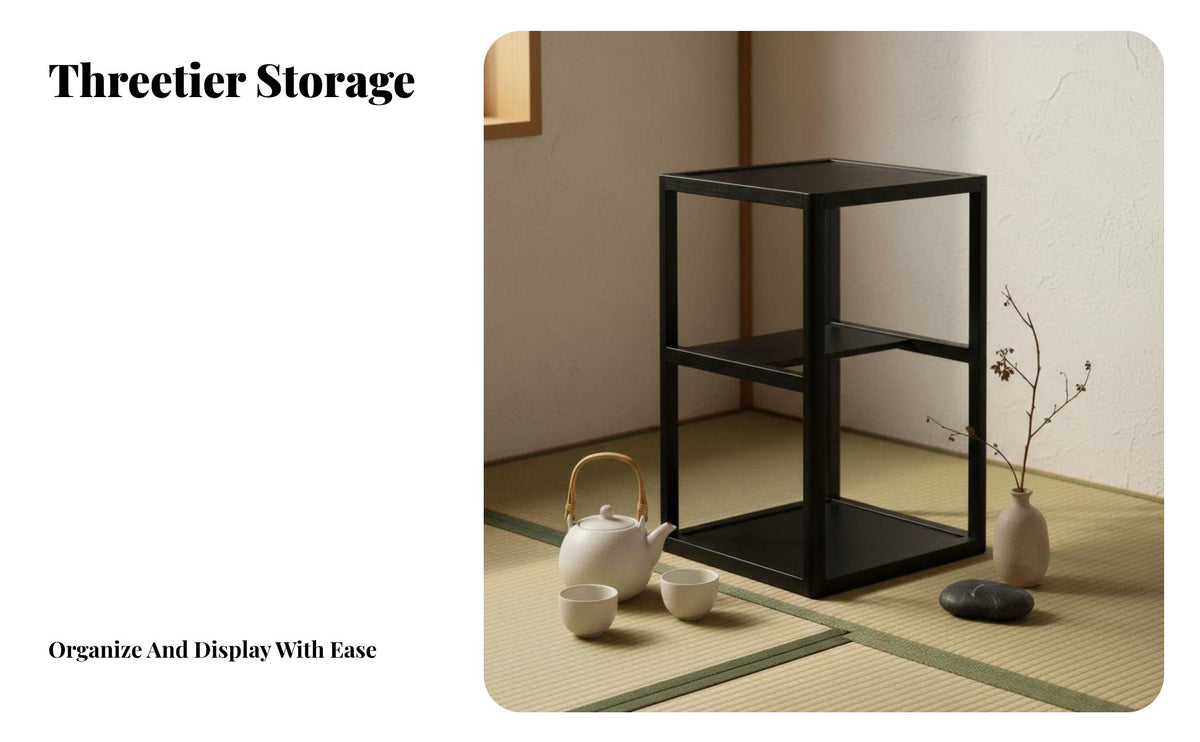 Wabi-Sabi aesthetic Minimalist Tea Ceremony Cabinet Space-Saving Living Room Furniture Multi-Level Storage for Minimalists, Home Decorators, Reception Area, Study