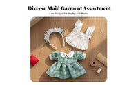 OB11 Maid Uniform Puff Sleeves Doll Maid Uniform Ruffled Details 1/12 Scale Doll Dress Set for Hobbyists