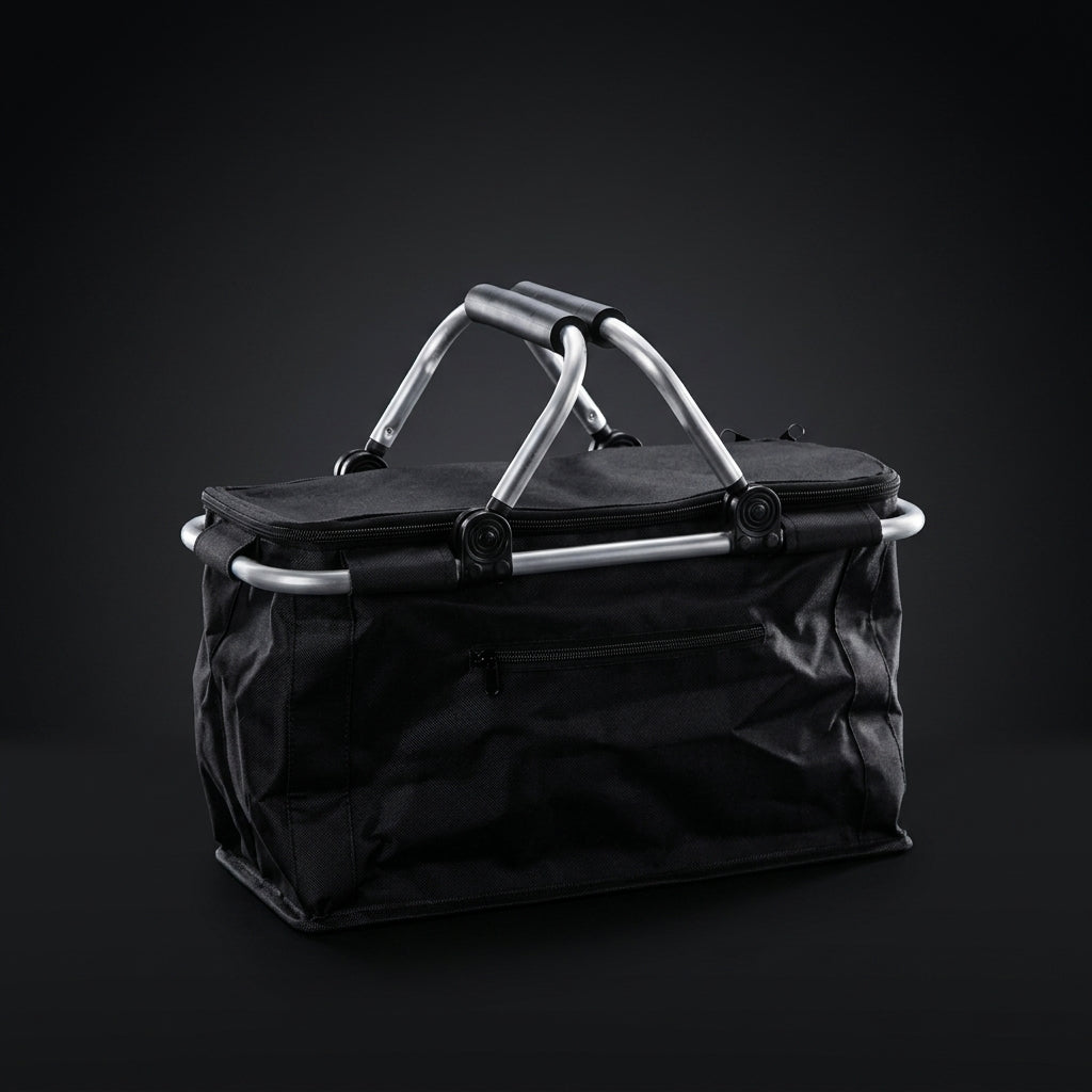 Cool Bag Picnic Basket for Food Storage, Insulated Bag with Shoulder Strap and Zipper, Oxford Cloth Shopping Basket, Foldable Bag for Women Men