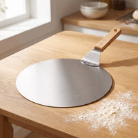 Pizza Peel with Wooden Handle Round Pizza Peel Easy to Clean for Pizzaiolos, Pizzerias