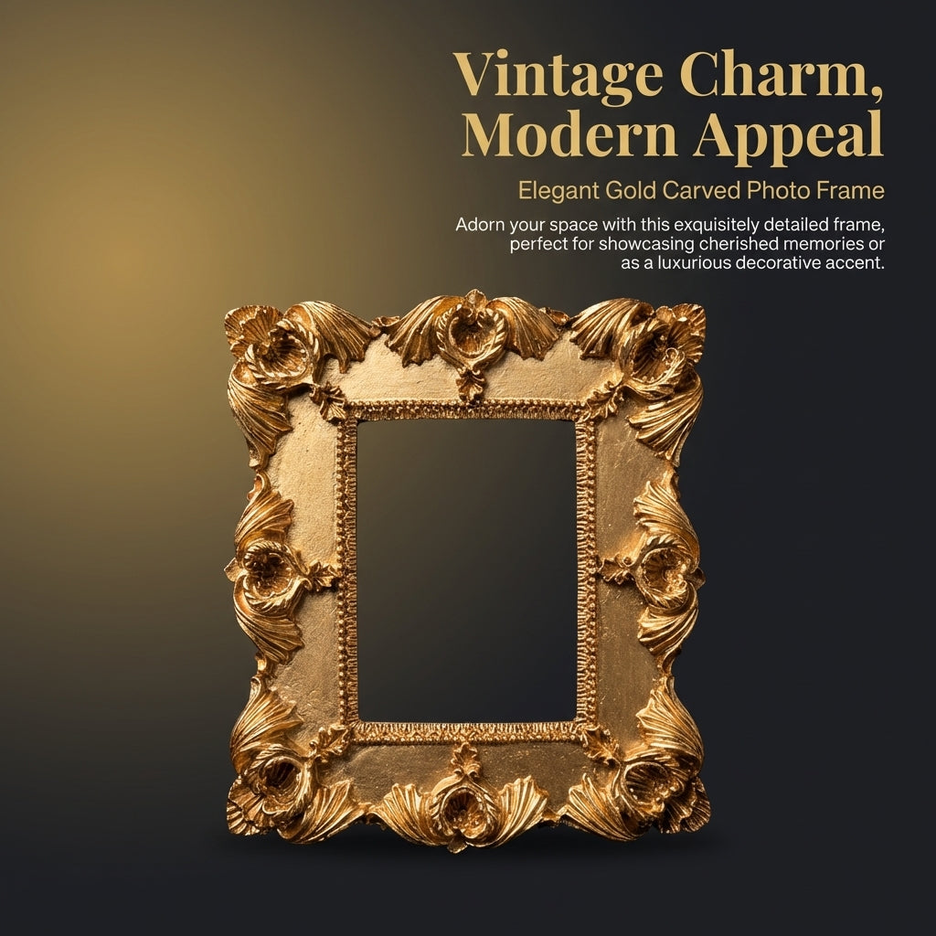 Photo Frame Vintage Design for Home Decor, Ornate European Style with Embossed Relief Detail