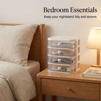 4 Tier Desktop Storage Organizer with Drawers Desk Box for Office Supplies, Stackable Small for Home Stationery