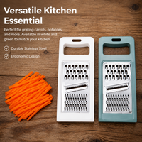 Multi-Function Vegetable Grater, 4 Blade Kitchen Grater for Salads, Fine Coarse Shredding Julienne Stainless Steel Grater