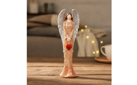 Angel Sculpture with Heart Faceless Heart-Holding Angel Figurine Resin Decor for Decorators, Collectors, Shelf, Mantel, Holiday Display