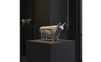 Bull Sculpture Faceted Geometric Bull Statue Silver-Toned Decorative Piece for Understated Decor Fans, Art Collectors, Tabletop