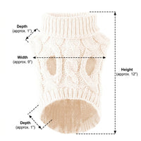 Dog Sweater with Cable Knit Pet Sweater Pattern, Warm Dog Sweater in Synthetic Dog Knitwear, Turtleneck Dog Clothes for Winter