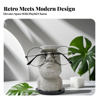 Moai Statue Glasses Holder Creative Design Easter Island Head Eyeglass Stand Abstract Design Moai Eyeglass Holder for Office Workers, Bedside Table