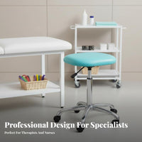 360-Degree Swivel Adjustable Therapist Stool 5-Point Base Adjustable Wheeled Stool Padded Cushion Rolling Seat Backless Design for Medical Professionals, Laboratory Technicians, Rehabilitation Facility, Hospital, Laboratoryoratory, Workshop