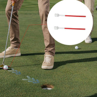 2 Pieces Red Shaft Putting Stroke Coach Silver Sections Putting Coach Shiny Sports Training Gear Segmented Rod