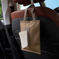 Tissue Box Holder for Car Sun Visor and Travel Pouch, Multi-purpose Fabric Tissue Box with Adhesive Hook, Modern Minimalist Style Bag Holder