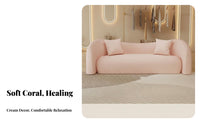 Curved rose-colored Settee French aesthetic Curved Couch Minimalist Design Loveseat for Interior Designers, Business Owners, Reception Area, Bdirectlyique, Living Room