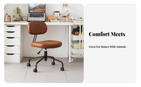 Rolling Casters Wheeled Low-Back Armrest Chair Modern Aesthetic Desk Seat 360-Degree Swivel Office Furniture Adjustable Height for Students, Home Workers, Adults, Bedroom, Study Room, Dressing Area, Small Areas