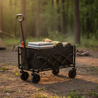 Space-Saving Portable Camping Wagon All Terrain Wheels Foldable Beach Wagon Collapsible Utility Wagon for Shopping, Picnic, Gardening