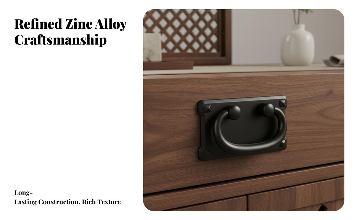 Chinese Design Cabinet Handle Zinc Alloy Construction Rectangular Drop Pull Classical Look Antique Cabinet Pull for Handy Homeowners