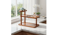 Multi-Level Display Stand Space Saving 3-Tier Desktop Shelf Wooden Countertop Organizer Raised Border Design for Tea Room