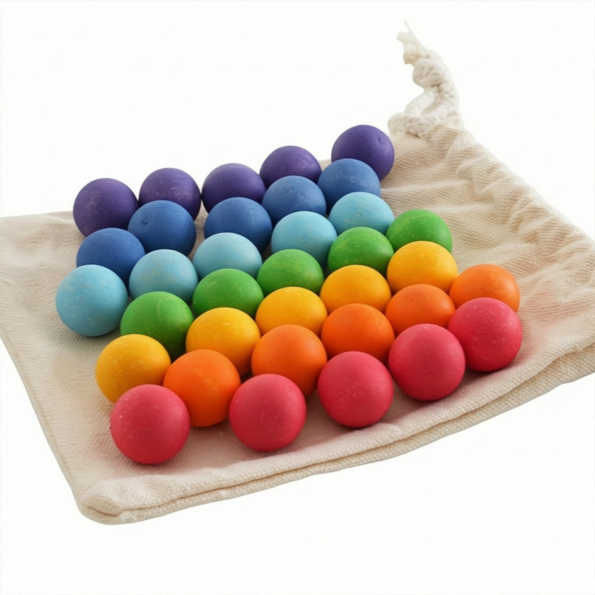35 Pieces Child-Centered Wooden Balls with Bag Natural Polish Finish Color Sorting Toy Matte Sorting Balls Smooth for Toddlers, Preschoolers, Kids, Home, Classroom