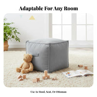 DIY Filling Unstuffed Pouf Cover Storage Solution Unstuffed Ottoman Slipcover Space Saving Floor Cushion Case Multifunctional for Homeowners, Students, Living Room, Playroom, Reading Nook, Entryway