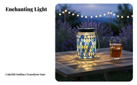 Portable Solar Mosaic Lantern Energy Efficient Mosaic Solar Lantern Automatic On/deactivate for Patio, Balcony