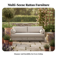4 Pieces Waterproof 4-Piece Wicker Chat Set UV Resistant Outdoor Furnishing All-Weather Garden Seating Group Woven Design for Families, Adults, Homeowners, Balcony, Sunroom, Patio, rearyard