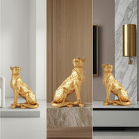 Leopard Sculpture Gold Decoration Resin for Console Table
