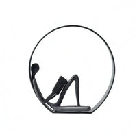 Reading Figure Sculpture Minimalist Metal Desk Ornament Modern Style Circular Hoop Sculpture